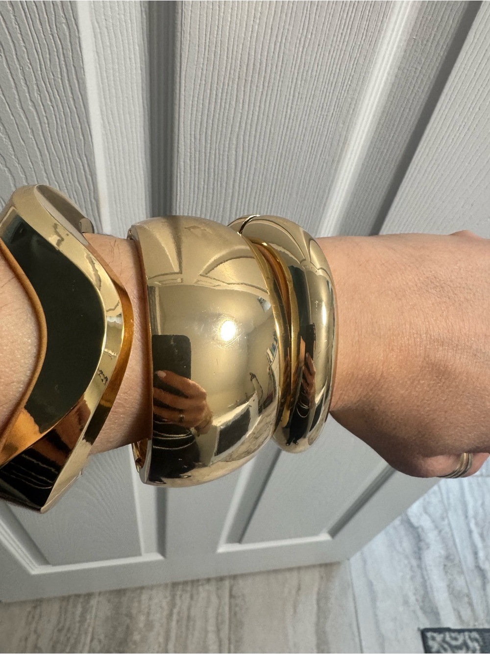 Polished Gold-Tone Stackable Bangle Bracelet Set